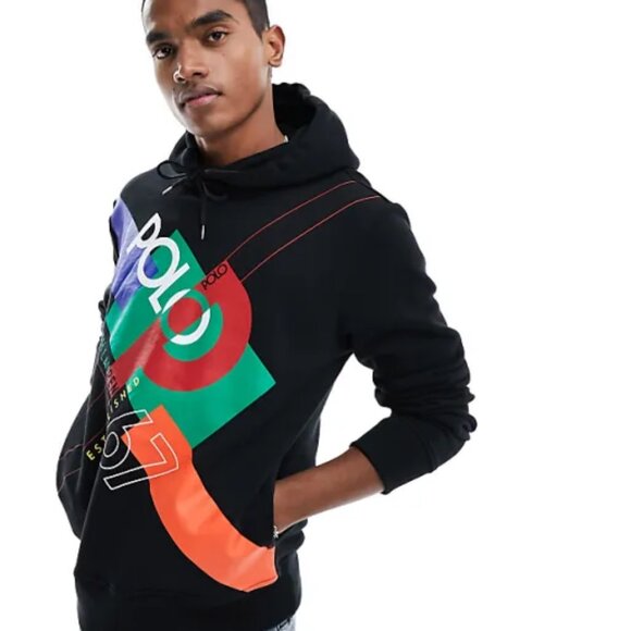 NWT$249 Polo Ralph Lauren Colorblock Logo Print Fleece Hoodie Sweatshirt M - Picture 4 of 16